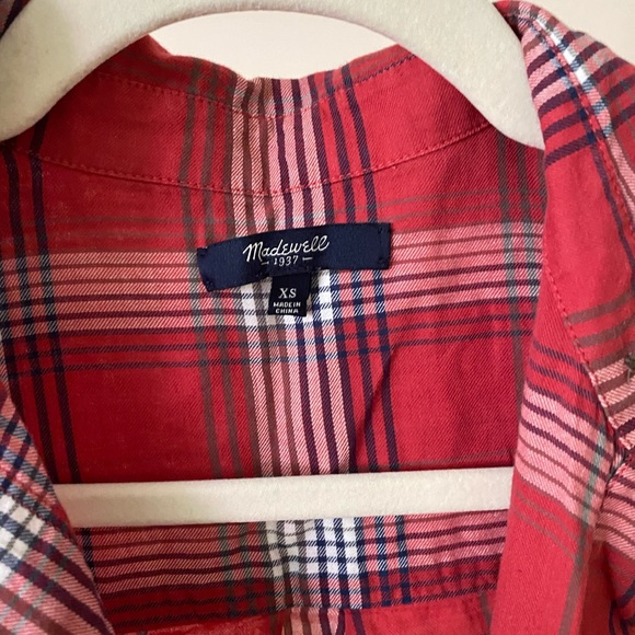 Madewell Womens Red Plaid Flannel - Picture 2 of 2